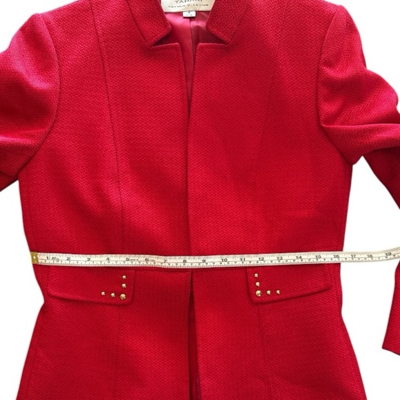 TAHARI ASL Women’s Red Tailored Inverted Lapel Collar Blazer Jacket Studded Sz 6 - Picture 10 of 12